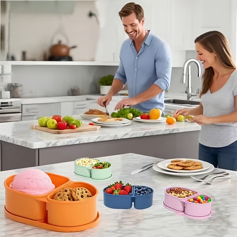 Food And Snacks For Picnic - Silicone snackbox/afsluitbare herbruikbare lunchbox met twee