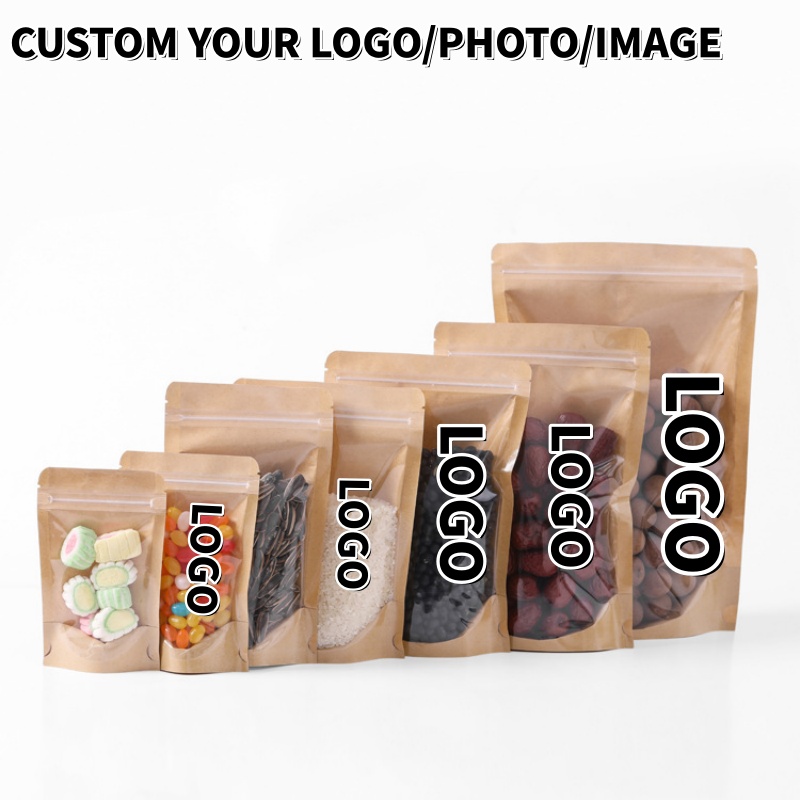 Food Snacks For Christmas - 100 stuks transparante staande kraftpapieren zakjes